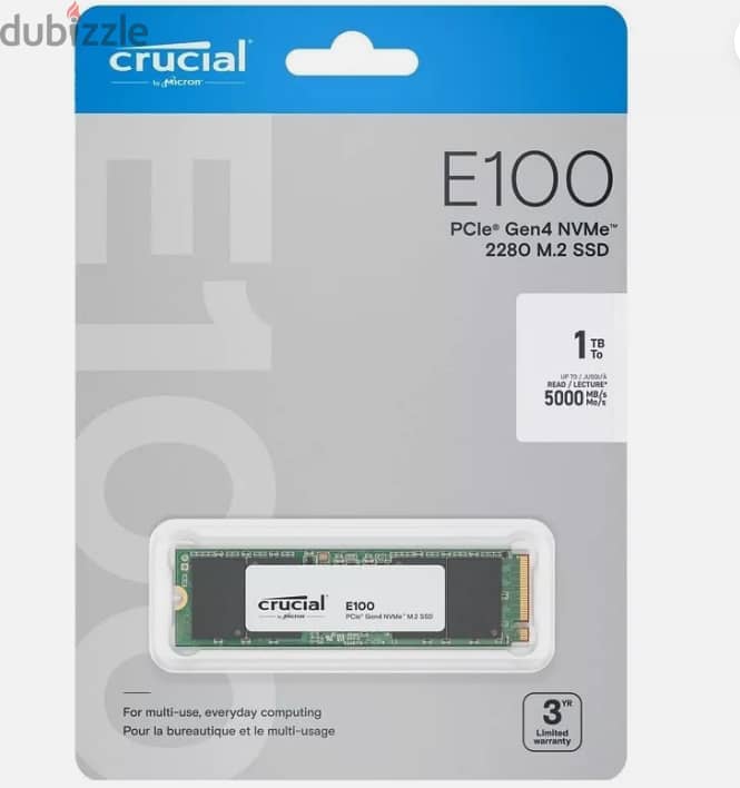 Crucial E100 1TB Gen4 M. 2 NVMe Internal SSD 1