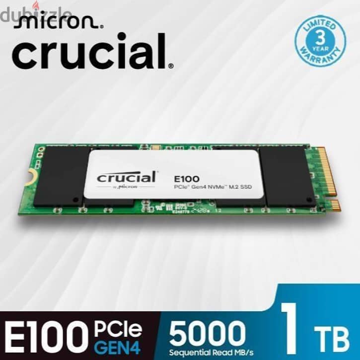 Crucial E100 1TB Gen4 M. 2 NVMe Internal SSD 2