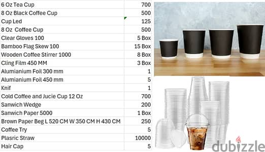 For Sale: Cafe & Coffee Disposable Cups and Items