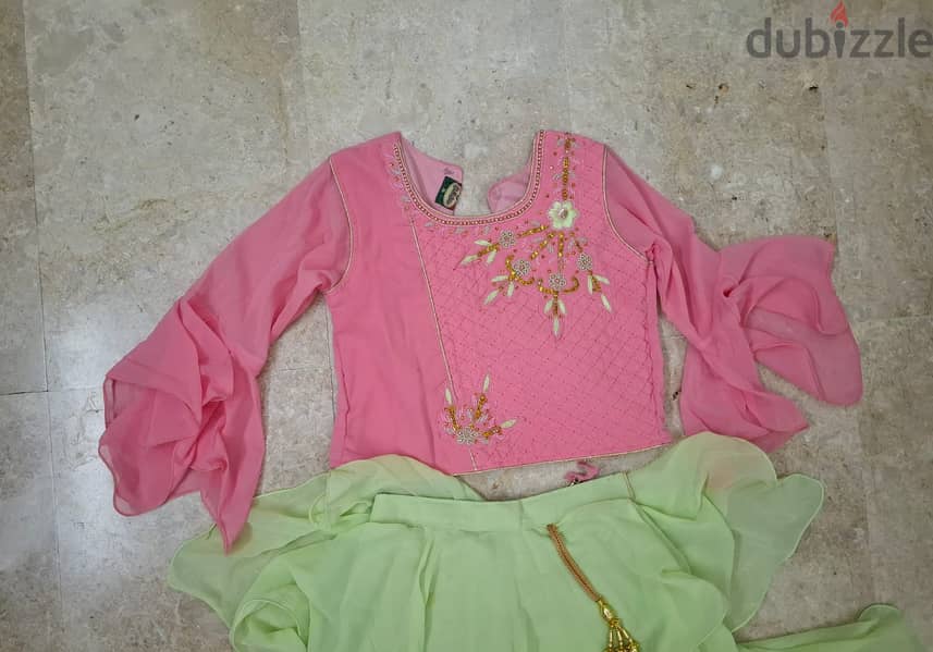 PINK N GREEN SKIRT BLOUSE 2
