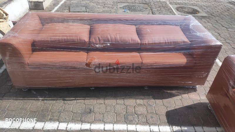 New Brown Lather Sofa 5 Seater Urgent Sale 2