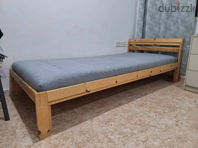 ikea wooden Bed with Mattress 5