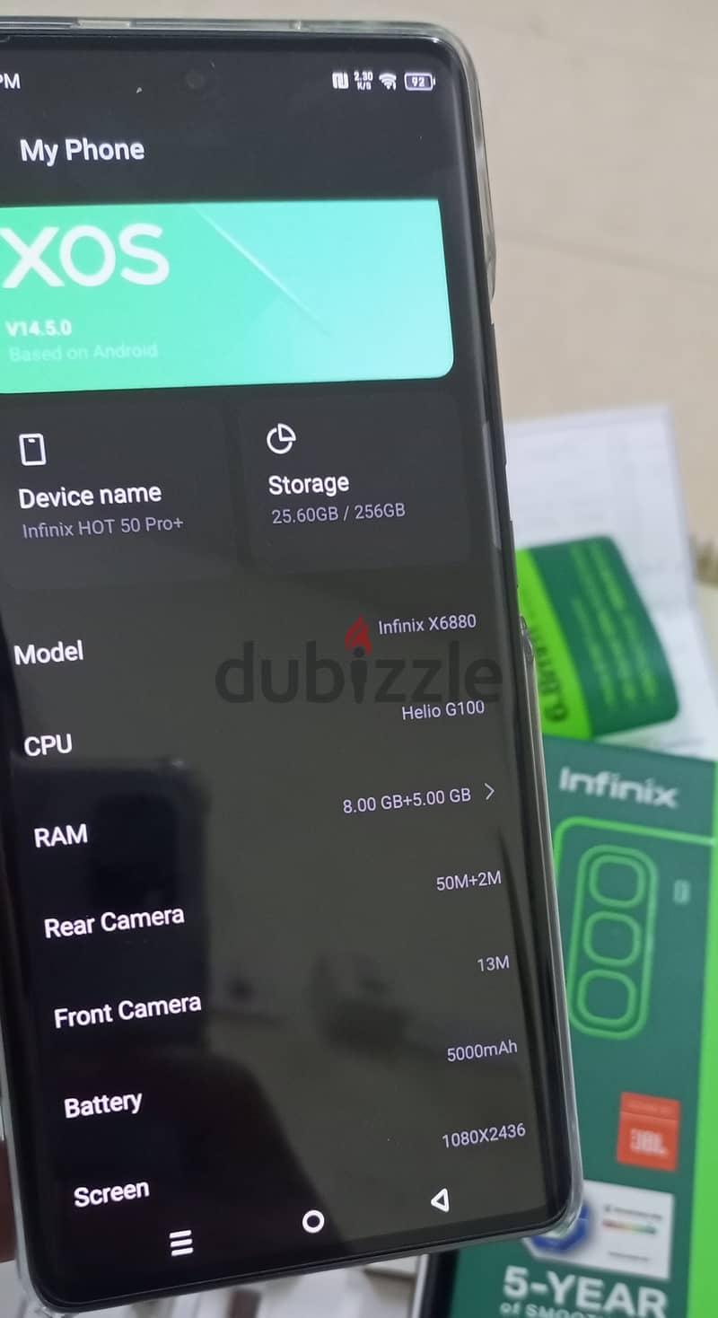"Infinix Hot 50 Pro+ | 256GB Storage | 16GB RAM | Just 2 Days Used | L 3
