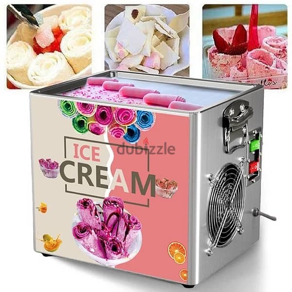 التوصيل مجاني آلة صنع ايسكريم رول - 330W Ice cream roll mach 0