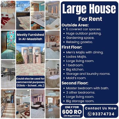 Huge House for Rent  (Mostly Furnished)