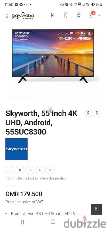 SKYWORTH UHD 4K ANDROID SMART TV 55 inch