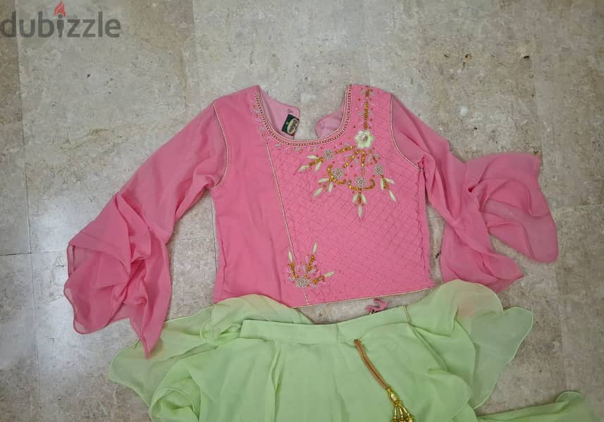 pink and green skirt blouse 1