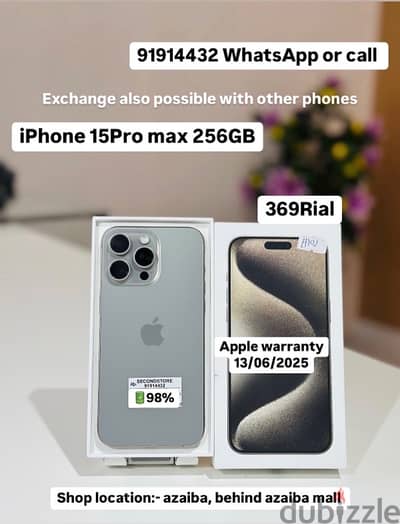 iphone 15 pro max in very clean condition  with apple warranty