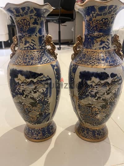 Antique ceramic beautiful vintage chinese pottary vases set