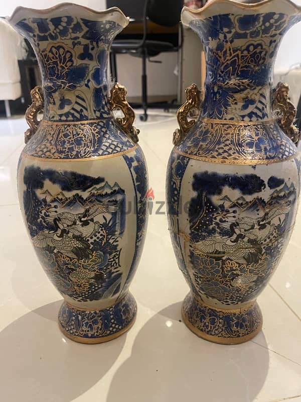 Antique ceramic beautiful vintage chinese pottary vases set 0