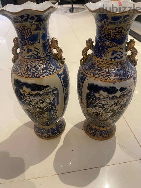 Antique ceramic beautiful vintage chinese pottary vases set 1