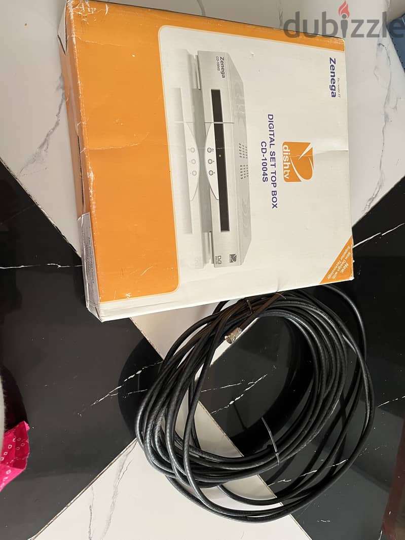 1. Dishtv Set top box 2.2 metre cable 3. LNB for satellite 0