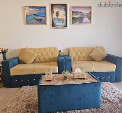 2+seater sofa with center table with pillows for sale