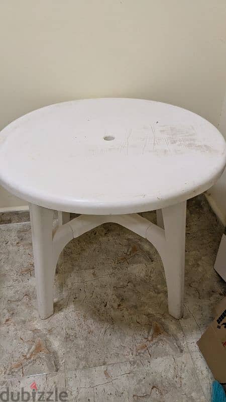 Plastic Table & Modern Bar Chair – Used, Good Condition 1