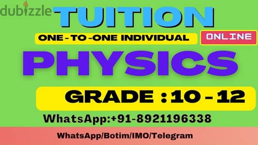 TUITION PHYSICS CBSE (Grds: 10, 12) WhatsApp : +91 9747983325