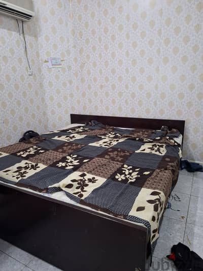 Wooden bed with mattress king size