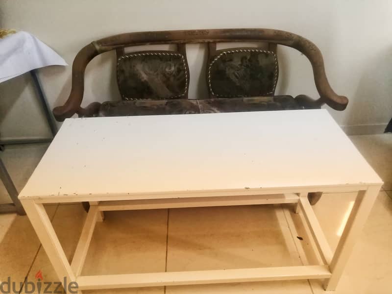 Wooden sofa with metal table 1