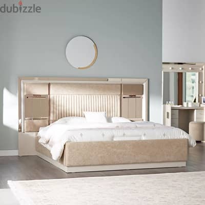 Homecenter new condition Turkish Bed + night stand + mirror