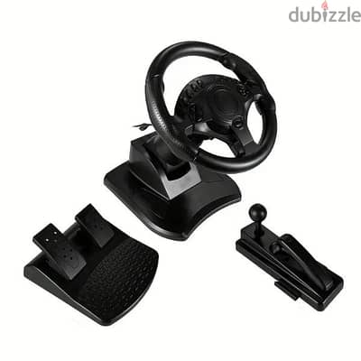 game steering wheel with pull rod and pedal 7in, supports PS4/PS3/XBOX