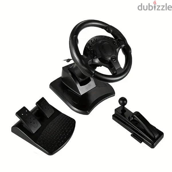 game steering wheel with pull rod and pedal 7in, supports PS4/PS3/XBOX 0