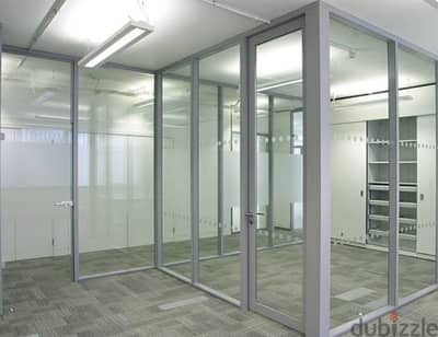 tempered glass partition gypsum partition decor and carpenter work