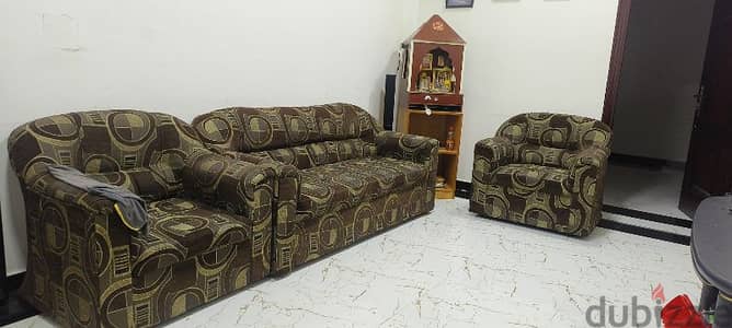 sofa set and king size cot with mattress