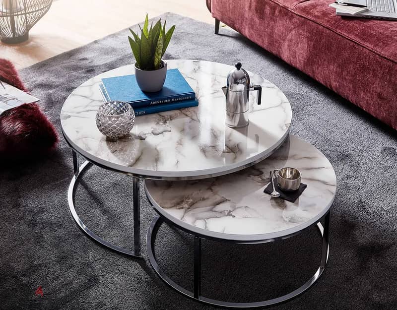 w oh NL ing coffee table set of 2 white silver marble look sofa table 2