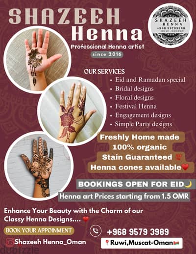 Henna Artist, Henna services