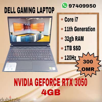 DELL GAMING LAPTOP 4GB NVIDIA GRAPHICS I7 32GB RAM 512gb SSD 11th GEN