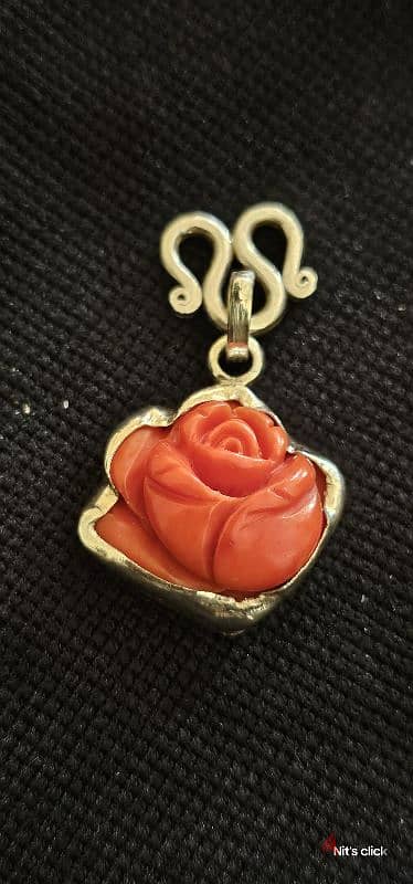 original coral pendant in silver