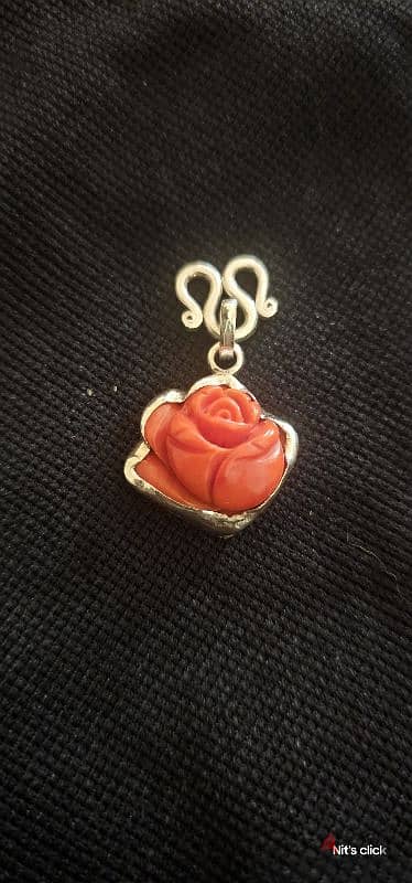 original coral pendant in silver 1