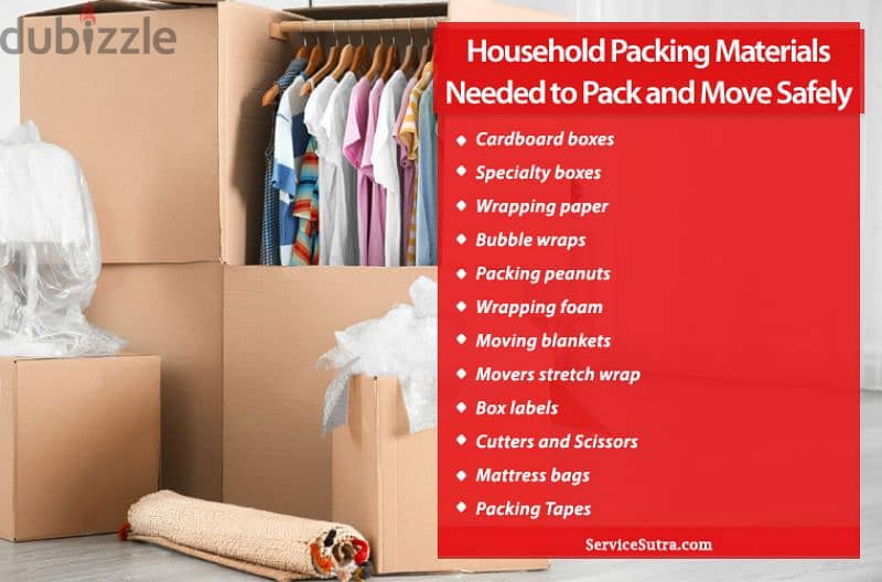 House Relocation Cardboard Boxes Stretch roll Bubble roll Fragile Tape 1