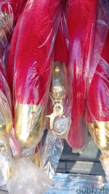 Golden Queue Stand with Red Rope for Rent  - Alwadi Events 1