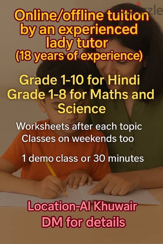 Tuition for Maths,Science And Hindi 1