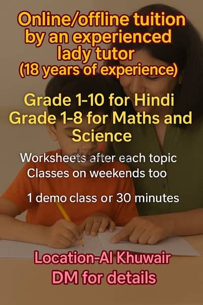 Tuition for Maths,Science and Hindi