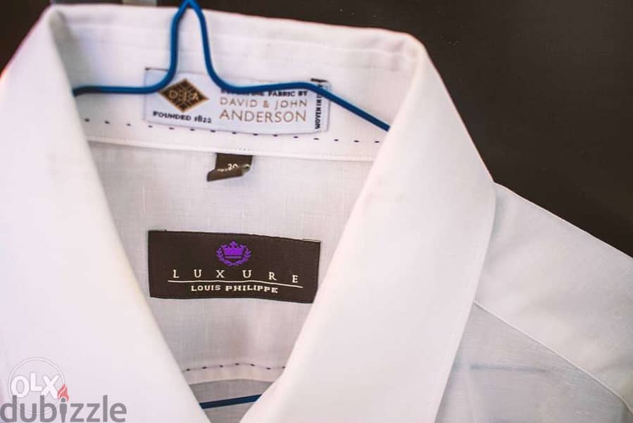 Luxury Louis Philippe David & John Anderson Fabric Pure White Shirt 0