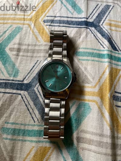 cyan color Casio Watch full silver first copy