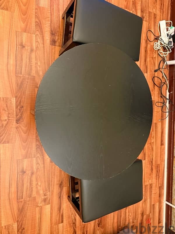 ikea Center table with two leather chairs 1