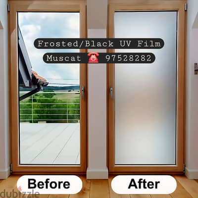 House/Office Windows Privacy Film Frosted Black UV Film Printing