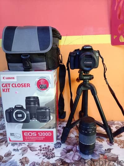Canon DSLR EOS 1200D with extra lens and Sony Tripod