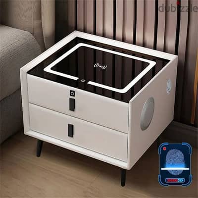خزانه سرير بصمه اصبع واسبيكر بلوتوث Nightstand with Charging Led