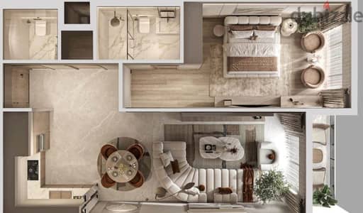 Fully Furnished 1BR Apartment-Amenities-Muscat Hills-Installments-Handover 2028-تملك حر-شقة مؤثثة