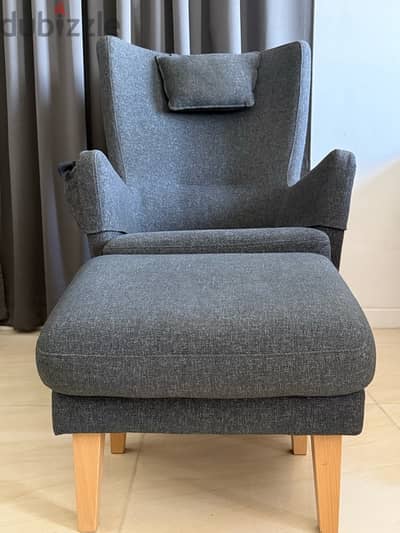 Wing chair / Armchair with foot stool (IKEA CHAIR)