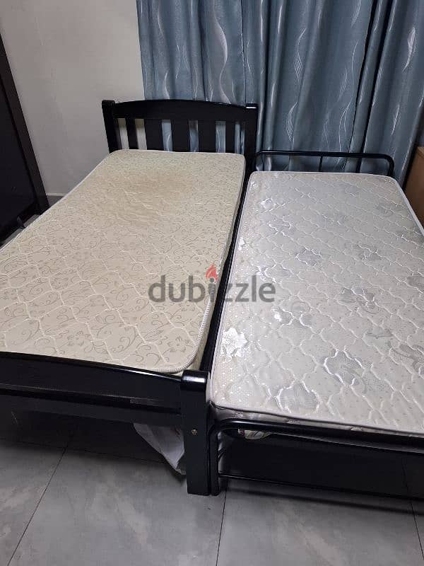 Room Furniture, 2 wooden single bed, with New Metrus 4