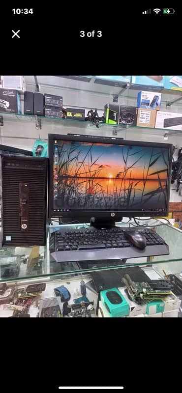 hp core i5 cpu with 20 inch monitor ram 8 gb Ssd 128 gb 500 gb Hdd