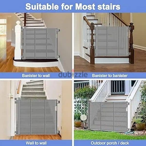 Mmcici Retractable Safety Mesh Baby and Pet Gate 1