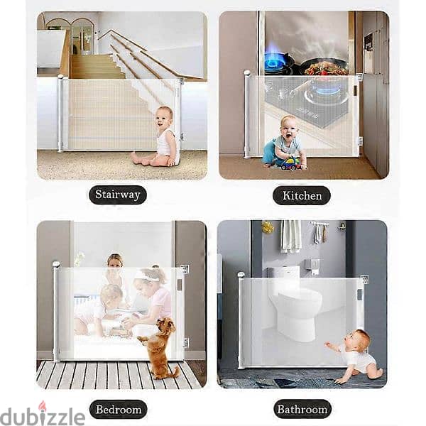 Mmcici Retractable Safety Mesh Baby and Pet Gate 2