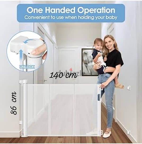 Mmcici Retractable Safety Mesh Baby and Pet Gate 3