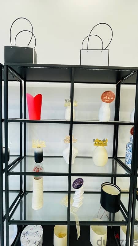 Glass shelf with metal frame 1