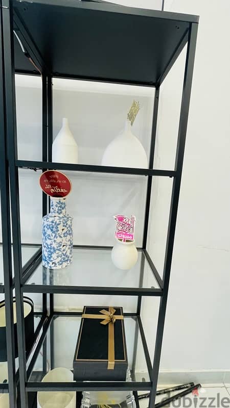 Shelf: Shelving unit, black/glass, 1